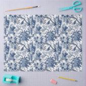 ヴィンテージデルフトブルーChinoiserie中国の鳥の花 薄葉紙 (クラフト)