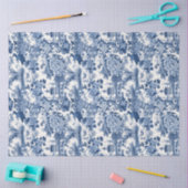 ヴィンテージデルフトブルーChinoiserie中国の鳥の花 薄葉紙 (クラフト)