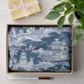 ヴィンテージデルフトブルーChinoiserie中国パゴダ 薄葉紙 (ギフト)