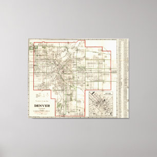 ヴィンテージデンバーコロラドの地図（1920年） キャンバスプリント