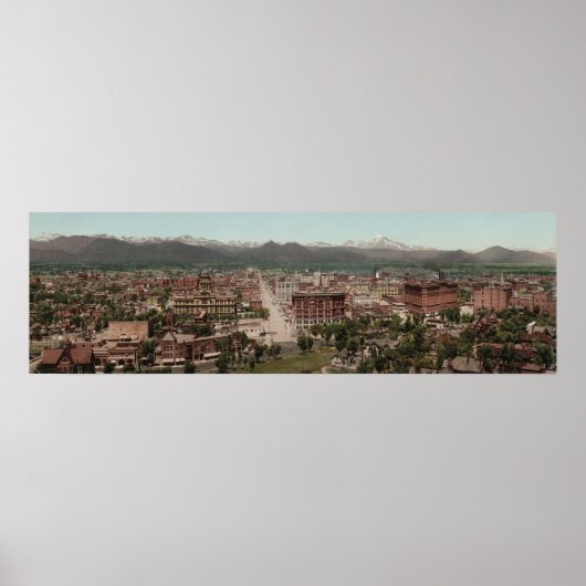 ヴィンテージデンバーコロラドスカイラインパノラマフォト ポスター (正面)