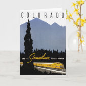 ヴィンテージデンバーコロラド鉄道旅行はがき カード (黄色い花)