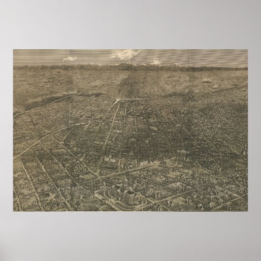 ヴィンテージデンバー・コロラドの写真地図(1887) ポスター (正面)