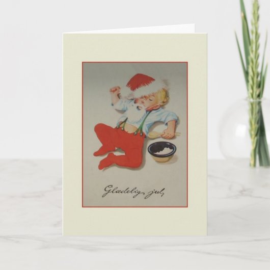 ヴィンテージデンマークのベビーグラデグジュルクリスマスカード シーズンカード (正面)