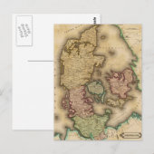 ヴィンテージデンマークの地図（1831年） ポストカード (正面/裏面)