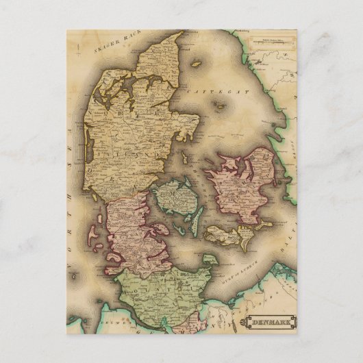 ヴィンテージデンマークの地図（1831年） ポストカード (正面)