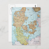 ヴィンテージデンマークの地図(1905年) ポストカード (正面/裏面)