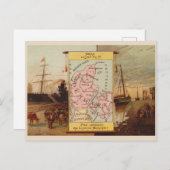 ヴィンテージデンマーク1880年代の地図と活力 ポストカード (正面/裏面)