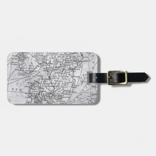 ヴィンテージデンマーク・スウェーデンの地図 ラゲッジタグ (正面横)