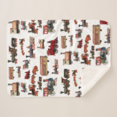 ヴィンテージトイカラフルトレインパターン シェルパブランケット (正面(横))