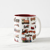 ヴィンテージトイカラフルトレインパターン ツートーンマグカップ (正面右)