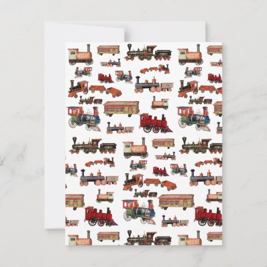 ヴィンテージトイカラフルトレインパターン ノートカード (裏面)