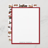 ヴィンテージトイカラフルトレインパターン ノートカード (正面/裏面)