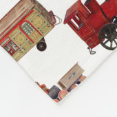 ヴィンテージトイカラフルトレインパターン フリースブランケット (角)