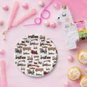 ヴィンテージトイカラフルトレインパターン ペーパープレート (パーティー)