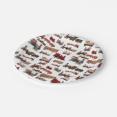 ヴィンテージトイカラフルトレインパターン ペーパープレート (アングル)