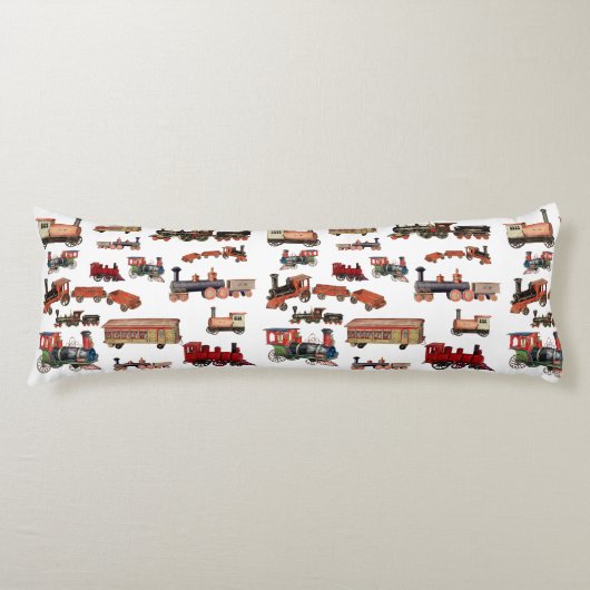 ヴィンテージトイカラフルトレインパターン ボディピロー (正面)