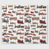 ヴィンテージトイカラフルトレインパターン ラッピングペーパー (フラット)