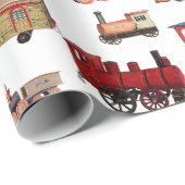 ヴィンテージトイカラフルトレインパターン ラッピングペーパー (ロールコーナー)