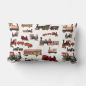 ヴィンテージトイカラフルトレインパターン ランバークッション (正面)