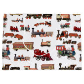 ヴィンテージトイカラフルトレインパターン ラージペーパーバッグ (正面)