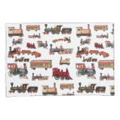 ヴィンテージトイカラフルトレインパターン 枕カバー (正面右)