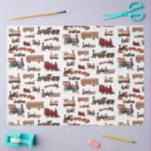 ヴィンテージトイカラフルトレインパターン 薄葉紙 (クラフト)