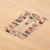 ヴィンテージトイカラフルトレイン誕生日パーティー アクリル招待状 (レイダウン)