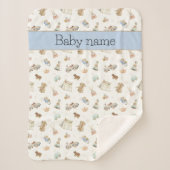 ヴィンテージトイズパターン男の赤ちゃんベビーベビーカー シェルパブランケット (正面)