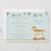 ヴィンテージトイホースベビーインクリブボーイズベビーシャワー 招待状 (裏面)