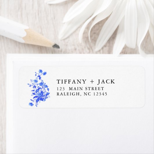 ヴィンテージトイルブルーフローラ差出人住所 ラベル (インサイチュ)