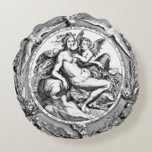 ヴィンテージトイルレディーエンルネッサンスラウンドピロー ラウンドクッション (裏面)