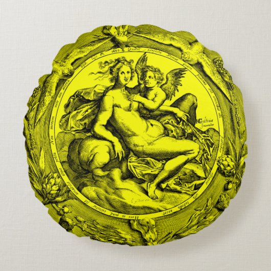 ヴィンテージトイルレディーエンルネッサンスラウンドピロー ラウンドクッション (正面)