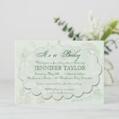 ヴィンテージトイレベビーシャワー招待状グリーン 招待状 (スタンド正面)