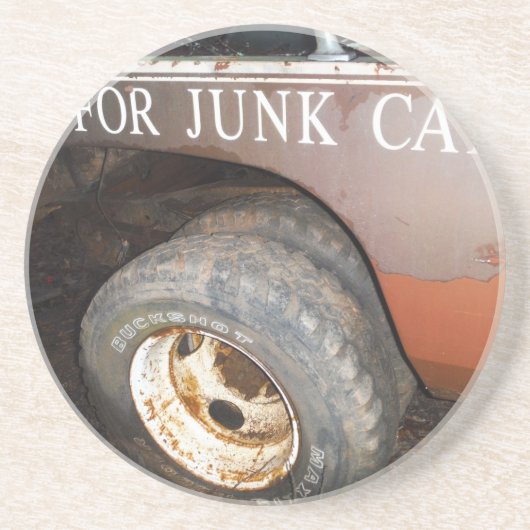 ヴィンテージトウトラック現金ジャンクカーサイン コースター (正面)