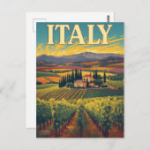 ヴィンテージトスカニーヴィンヤード旅行ポスター ポストカード (正面/裏面)