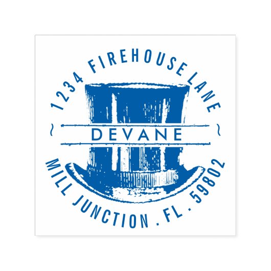 ヴィンテージトップハットセルフインク差出人住所スタンプ セルフインキングスタンプ (デザイン)