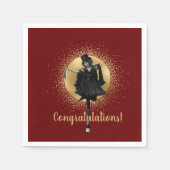 ヴィンテージトップハットダンサーおめでとう スタンダードカクテルナプキン (正面)