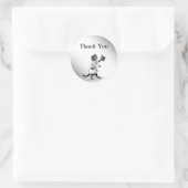 ヴィンテージトップハット猫サンキューステッカー ラウンドシール (バッグ)