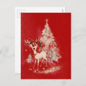 ヴィンテージトナカイとクリスマスツリー シーズンポストカード (正面/裏面)