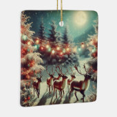 ヴィンテージトナカイとクリスマスライトのパーソナライズ セラミックオーナメント (右)