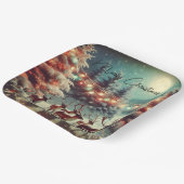 ヴィンテージトナカイとクリスマスライト ペーパープレート (傾斜あり)