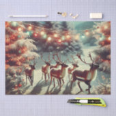 ヴィンテージトナカイとクリスマスライト 薄葉紙 (クラフト)