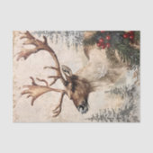 ヴィンテージトナカイのクリスマス冬の年齢の切り離し 薄葉紙 (正面)