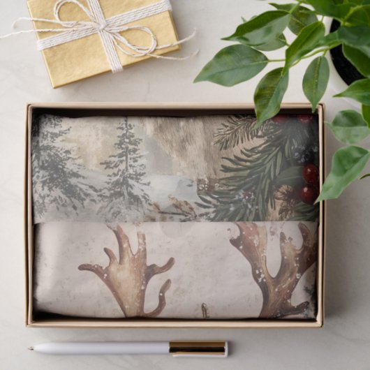 ヴィンテージトナカイのクリスマス冬の年齢の切り離し 薄葉紙 (ギフト)