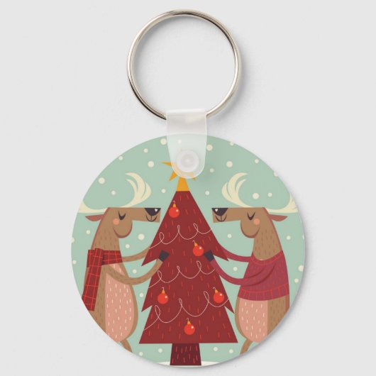 ヴィンテージトナカイのクリスマス キーホルダー (正面)