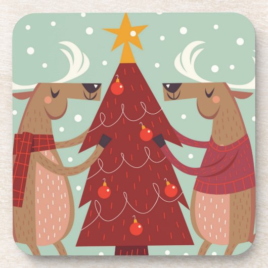 ヴィンテージトナカイのクリスマス コースター (正面)