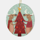 ヴィンテージトナカイのクリスマス セラミックオーナメント (左)
