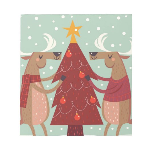 ヴィンテージトナカイのクリスマス ノートパッド (正面)