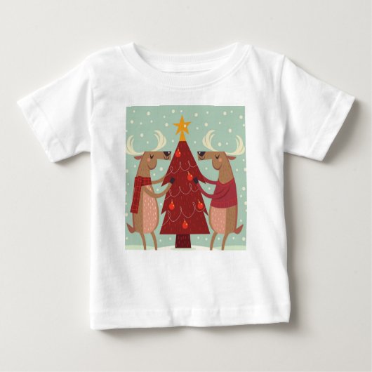 ヴィンテージトナカイのクリスマス ベビーTシャツ (正面)